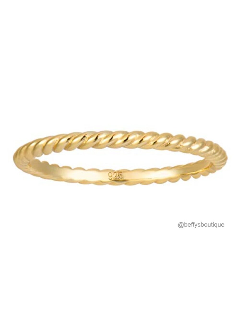 1mm Gold Plated Twisted Rope Wedding Band Stackable Ring